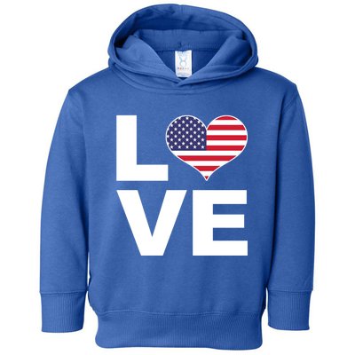 I Love Usa Cute Gift Heart Flag Usa Funny Gift Toddler Hoodie