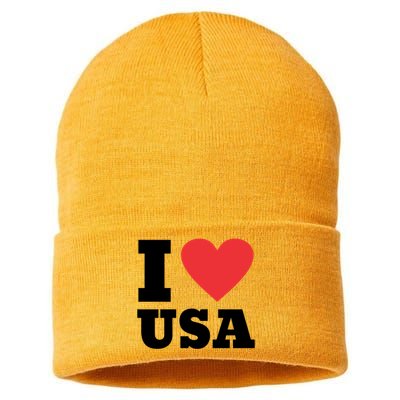 I Love Usa I Heart Usa Family Travel Usa Gift Sustainable Knit Beanie