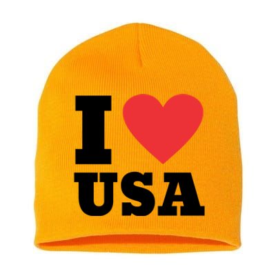 I Love Usa I Heart Usa Family Travel Usa Gift Short Acrylic Beanie