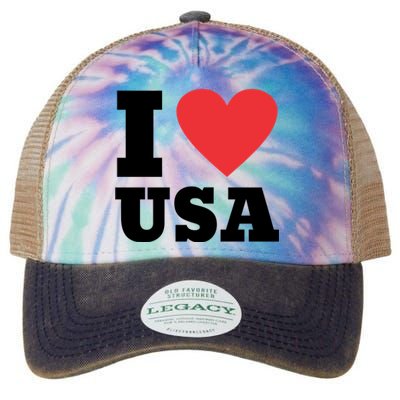 I Love Usa I Heart Usa Family Travel Usa Gift Legacy Tie Dye Trucker Hat