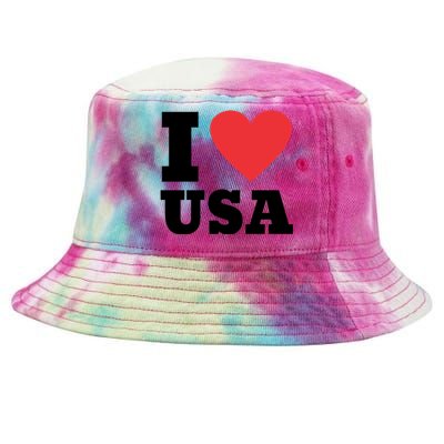 I Love Usa I Heart Usa Family Travel Usa Gift Tie-Dyed Bucket Hat