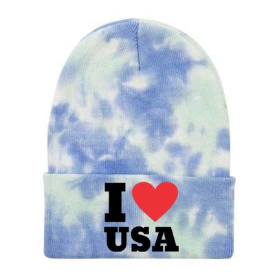 I Love Usa I Heart Usa Family Travel Usa Gift Tie Dye 12in Knit Beanie