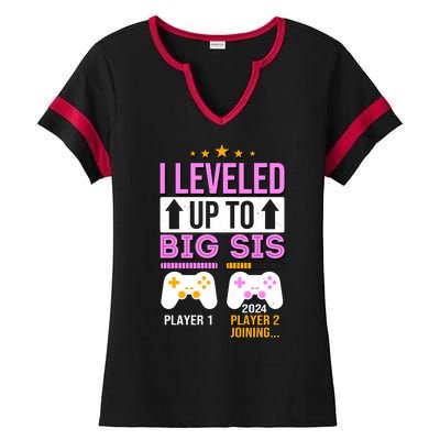 I Leveled Up To Big Sis Player 2 Joining 2024 Cute Ladies Halftime Notch Neck Tee