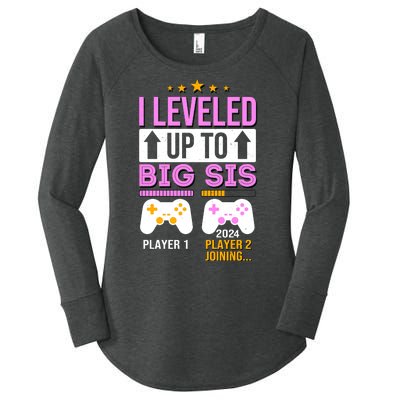 I Leveled Up To Big Sis Player 2 Joining 2024 Cute Women's Perfect Tri Tunic Long Sleeve Shirt