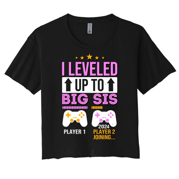 I Leveled Up To Big Sis Player 2 Joining 2024 Cute Women's Crop Top Tee