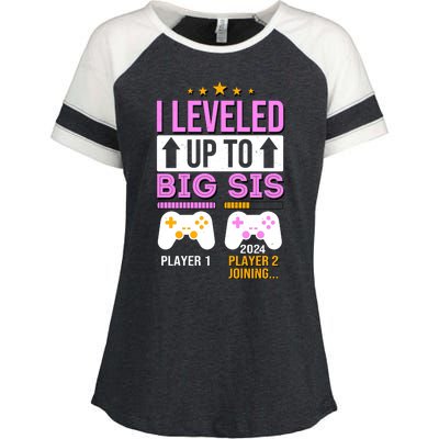 I Leveled Up To Big Sis Player 2 Joining 2024 Cute Enza Ladies Jersey Colorblock Tee