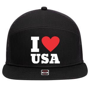 I Love Usa I Heart Usa Family Travel Usa Gift 7 Panel Mesh Trucker Snapback Hat