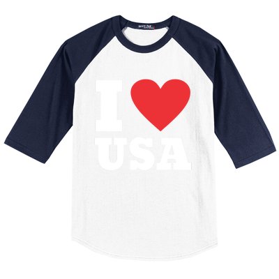 I Love Usa I Heart Usa Family Travel Usa Gift Baseball Sleeve Shirt