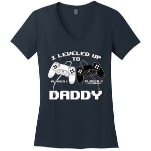 I Leveled Up To Daddy Gaming Controller RPG Game Women's V-Neck T-Shirt