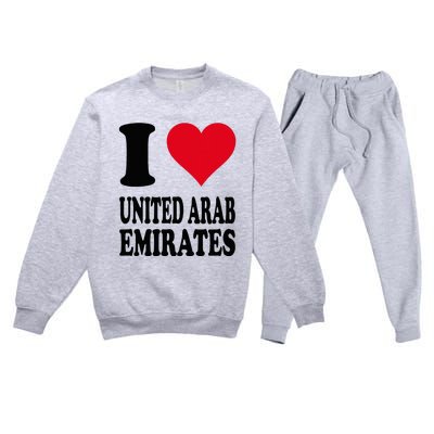 I Love United Arab Emirates Premium Crewneck Sweatsuit Set