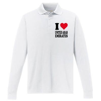 I Love United Arab Emirates Performance Long Sleeve Polo