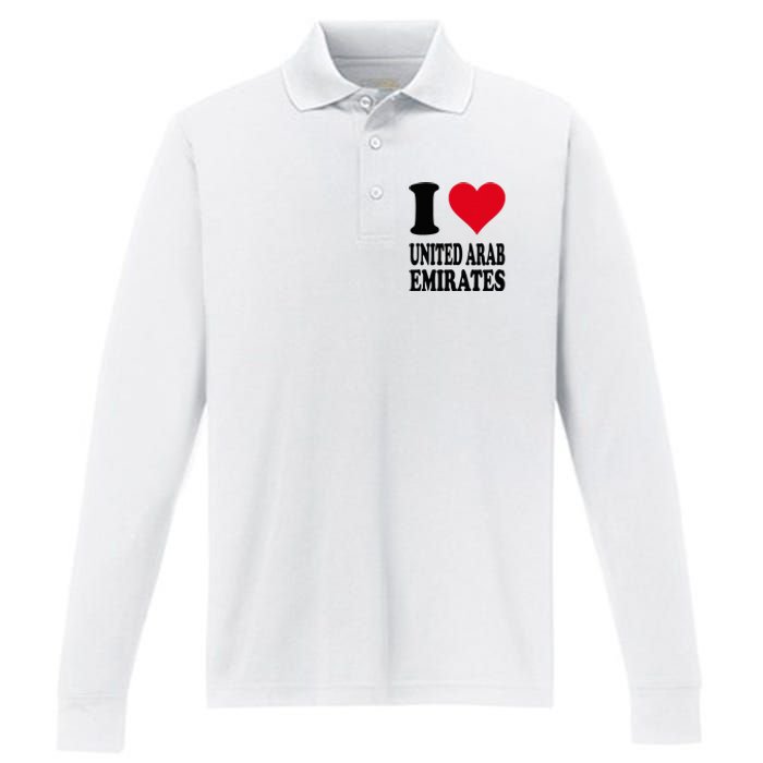 I Love United Arab Emirates Performance Long Sleeve Polo