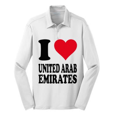 I Love United Arab Emirates Silk Touch Performance Long Sleeve Polo