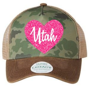 I Love Utah USA State Pink Heart Gift For Women Legacy Tie Dye Trucker Hat