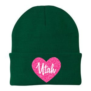 I Love Utah USA State Pink Heart Gift For Women Knit Cap Winter Beanie