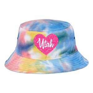 I Love Utah USA State Pink Heart Gift For Women Tie Dye Newport Bucket Hat