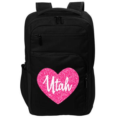 I Love Utah USA State Pink Heart Gift For Women Impact Tech Backpack