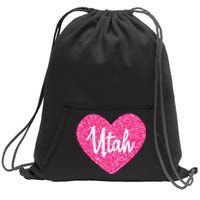 I Love Utah USA State Pink Heart Gift For Women Sweatshirt Cinch Pack Bag