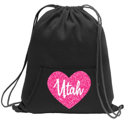 I Love Utah USA State Pink Heart Gift For Women Sweatshirt Cinch Pack Bag