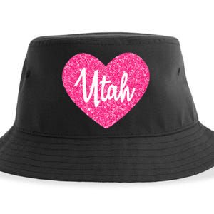 I Love Utah USA State Pink Heart Gift For Women Sustainable Bucket Hat