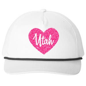 I Love Utah USA State Pink Heart Gift For Women Snapback Five-Panel Rope Hat