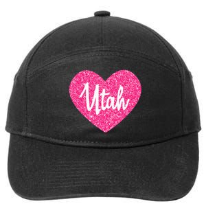 I Love Utah USA State Pink Heart Gift For Women 7-Panel Snapback Hat