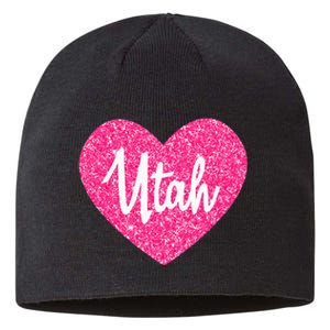 I Love Utah USA State Pink Heart Gift For Women Sustainable Beanie