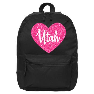 I Love Utah USA State Pink Heart Gift For Women 16 in Basic Backpack