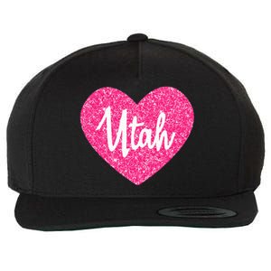 I Love Utah USA State Pink Heart Gift For Women Wool Snapback Cap