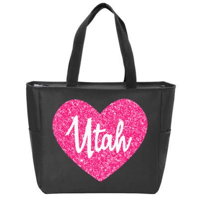 I Love Utah USA State Pink Heart Gift For Women Zip Tote Bag