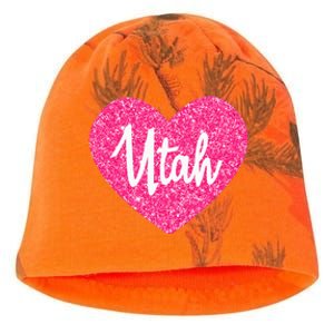 I Love Utah USA State Pink Heart Gift For Women Kati - Camo Knit Beanie