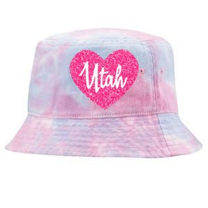 I Love Utah USA State Pink Heart Gift For Women Tie-Dyed Bucket Hat