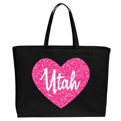 I Love Utah USA State Pink Heart Gift For Women Cotton Canvas Jumbo Tote