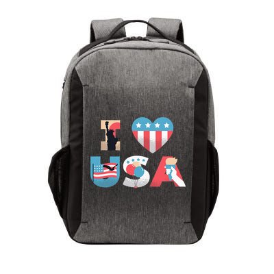 I Love USA Patriotic American Flag I heart USA 4th of July Vector Backpack