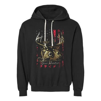 I LOVE USA American Flag And Deer Hunter Garment-Dyed Fleece Hoodie