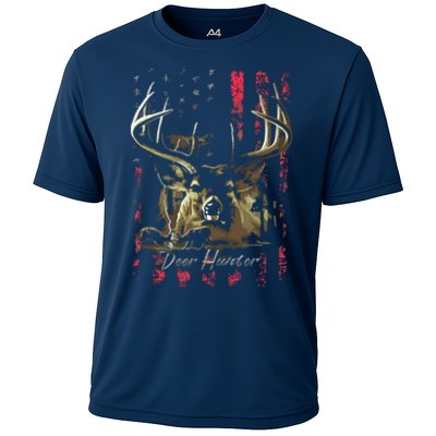 I LOVE USA American Flag And Deer Hunter Performance Shirt