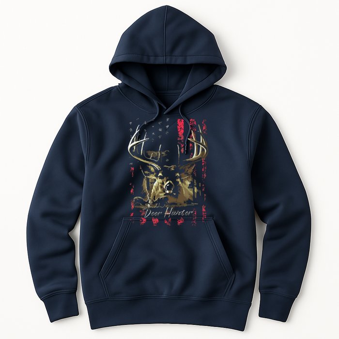 I LOVE USA American Flag And Deer Hunter Hoodie