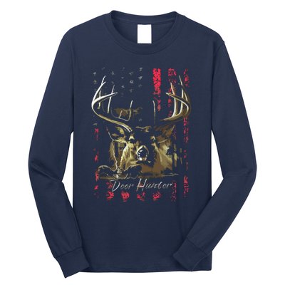 I LOVE USA American Flag And Deer Hunter Long Sleeve Shirt