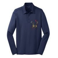 I LOVE USA American Flag And Deer Hunter Silk Touch Performance Long Sleeve Polo