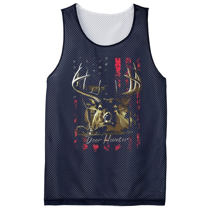 I LOVE USA American Flag And Deer Hunter Mesh Reversible Basketball Jersey Tank