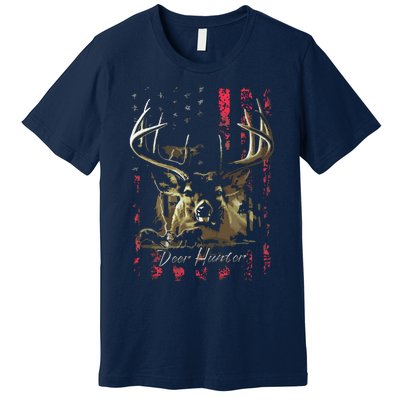 I LOVE USA American Flag And Deer Hunter Premium T-Shirt