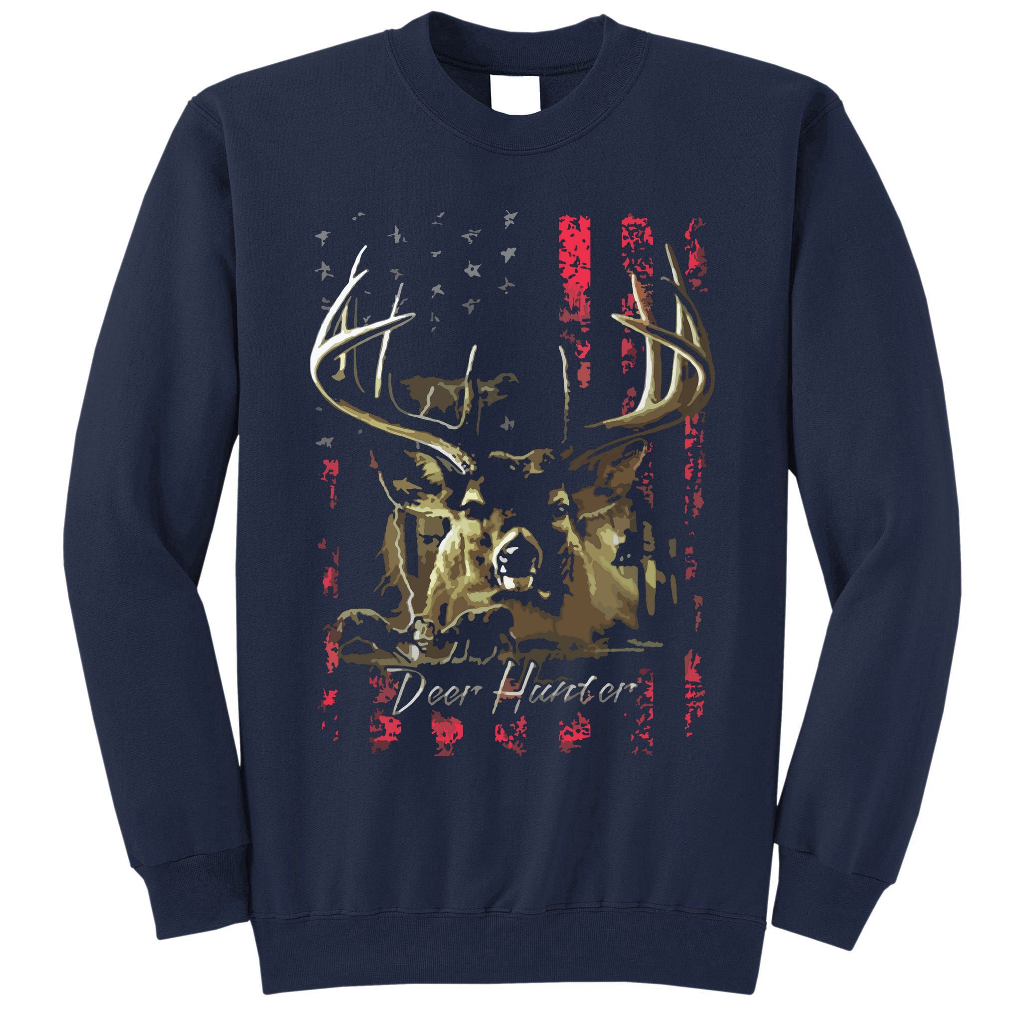 I LOVE USA American Flag And Deer Hunter Tall Sweatshirt