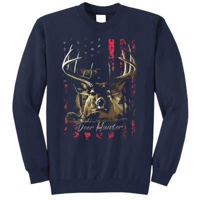 I LOVE USA American Flag And Deer Hunter Tall Sweatshirt