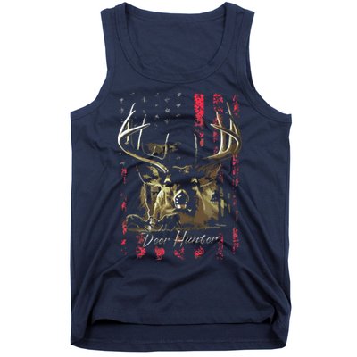 I LOVE USA American Flag And Deer Hunter Tank Top