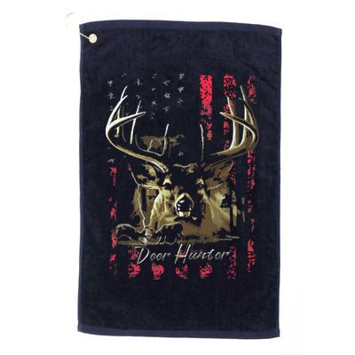 I LOVE USA American Flag And Deer Hunter Golf Towel