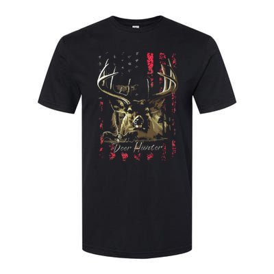 I LOVE USA American Flag And Deer Hunter Softstyle CVC T-Shirt