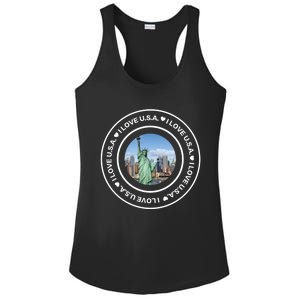 I Love U S A  Liberty Street Style Souvenir Unisex Gift Ladies PosiCharge Competitor Racerback Tank