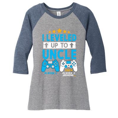 I Leveled Up To Uncle 2024 Gamer Soon To Be Uncle 2024 Women's Tri-Blend 3/4-Sleeve Raglan Shirt