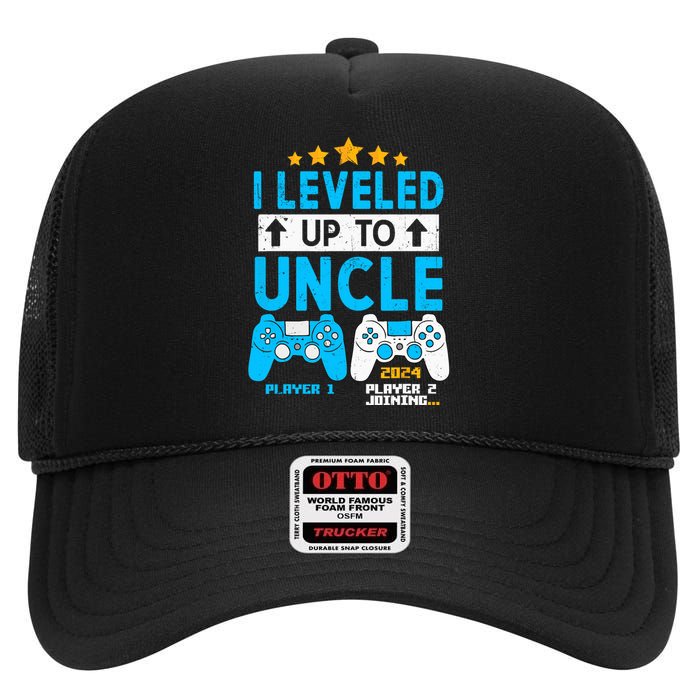 I Leveled Up To Uncle 2024 Gamer Soon To Be Uncle 2024 High Crown Mesh Back Trucker Hat