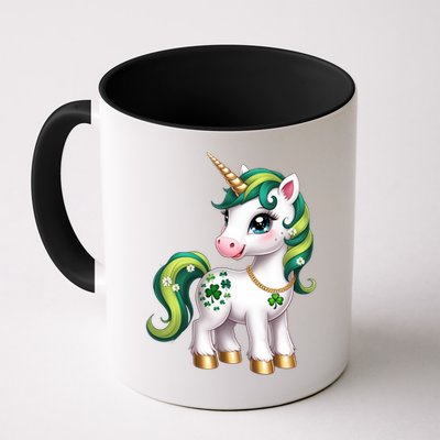 Irish Luck Unicorn – Golden Horn and Shamrock Design Mug